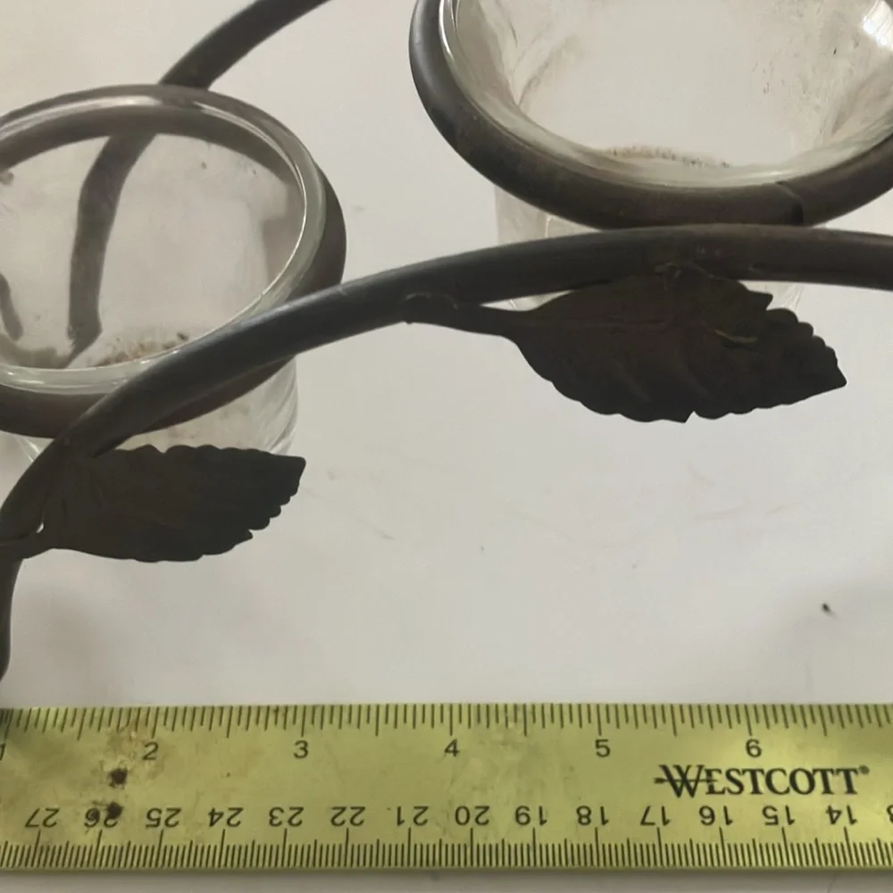 Wrought iron votive holder trio